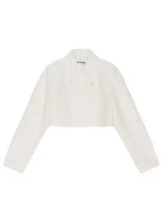 Slub Crop Jacket White - GANNI - BALAAN 2