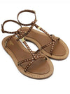 Women's Taillat Studs Vegetal Calfskin Flat Sandals Tan - CELINE - BALAAN 2