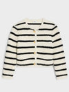 Stripe Cropped Cardigan Black Ecru - CELINE - BALAAN 2