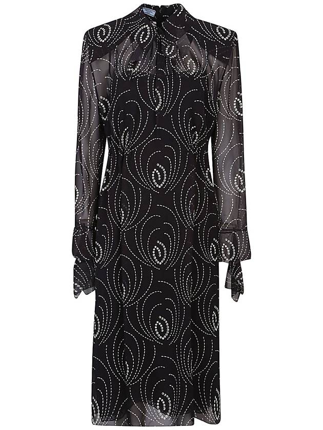 printed georgette dress black P3M6314VNF0002SOOO - PRADA - BALAAN 2