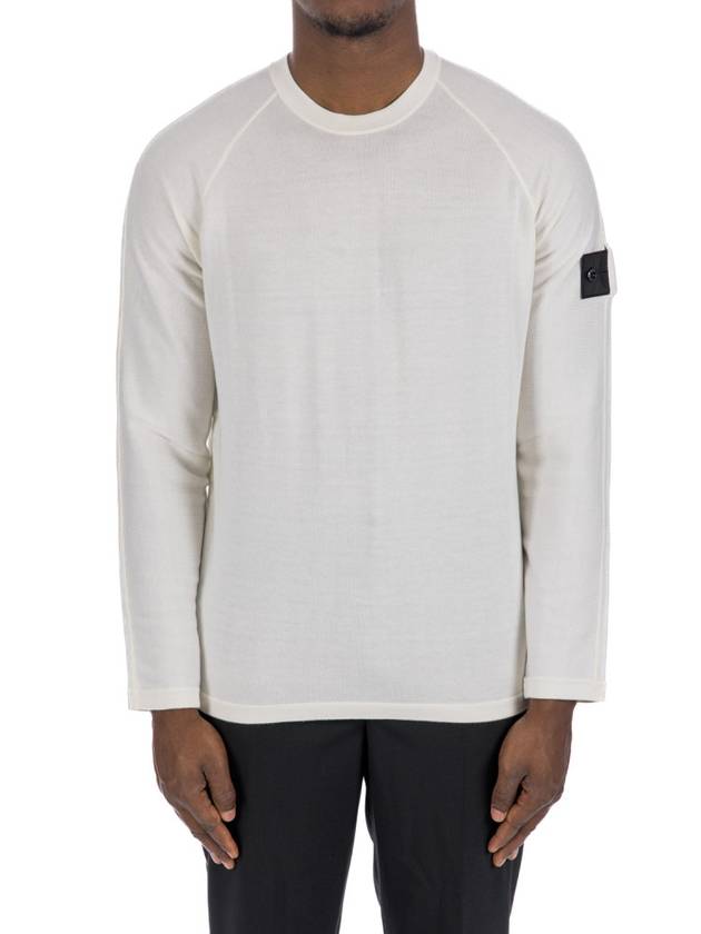 Wappen Patch Crew Neck Knit Top Ivory - STONE ISLAND - BALAAN 2