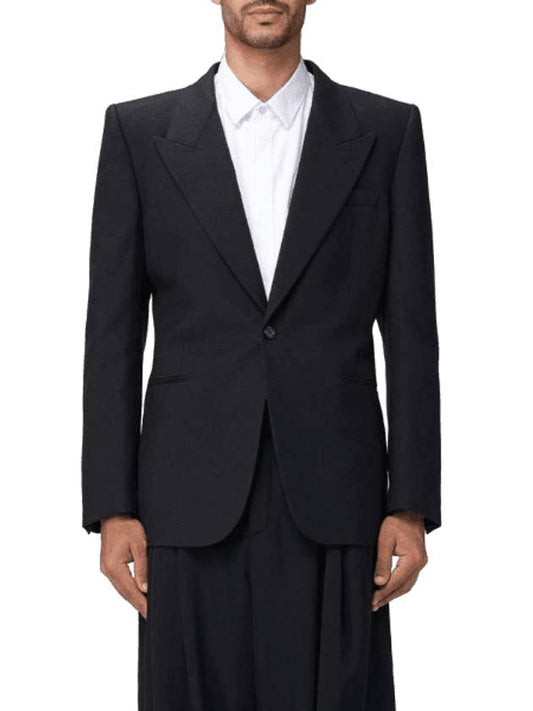 Wool Gabardine Jacket Black - SAINT LAURENT - BALAAN 1