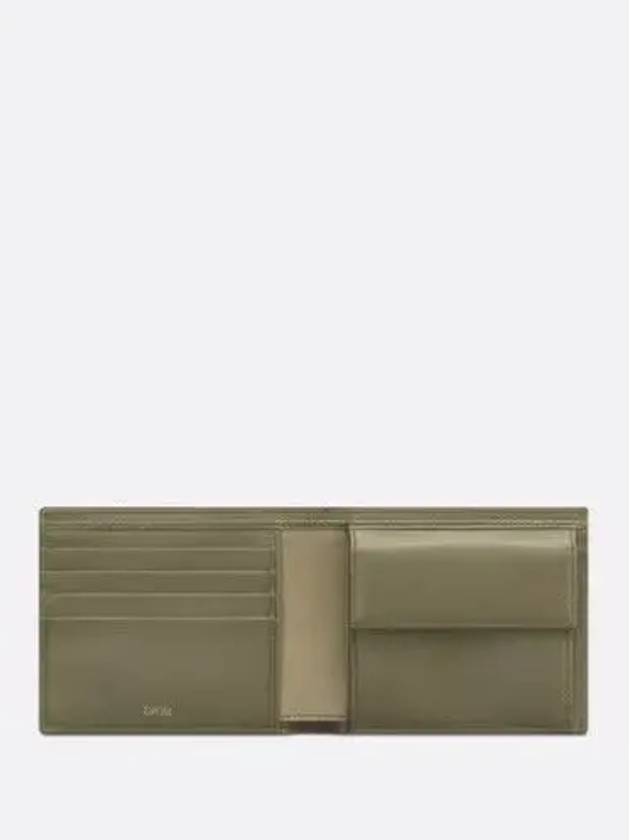 Compact Smooth Calfskin Half Wallet Khaki - DIOR - BALAAN 4