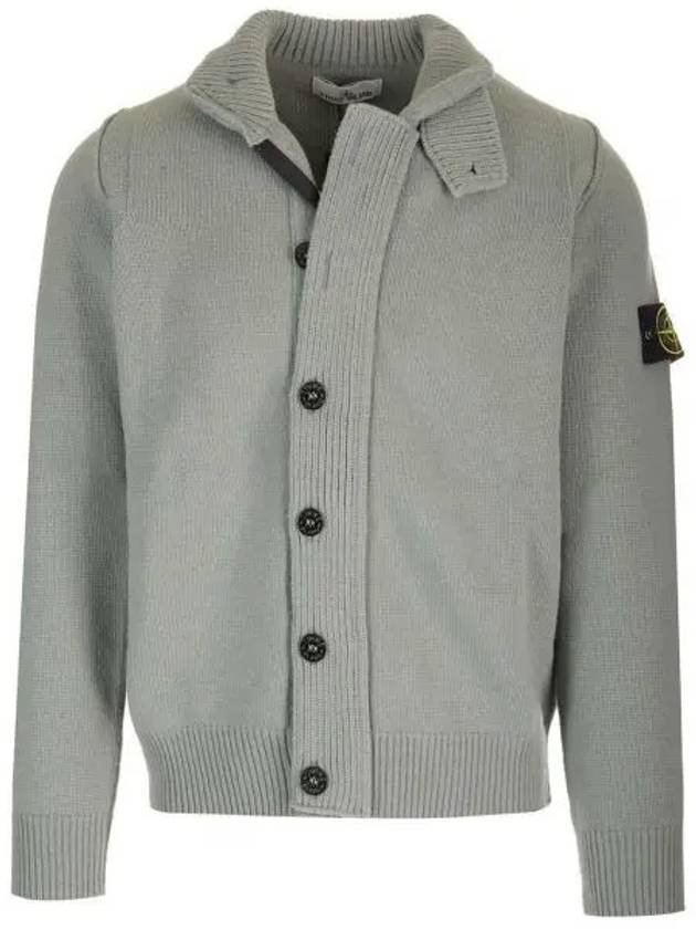 Lambswool Knit Cardigan Green - STONE ISLAND - BALAAN 2