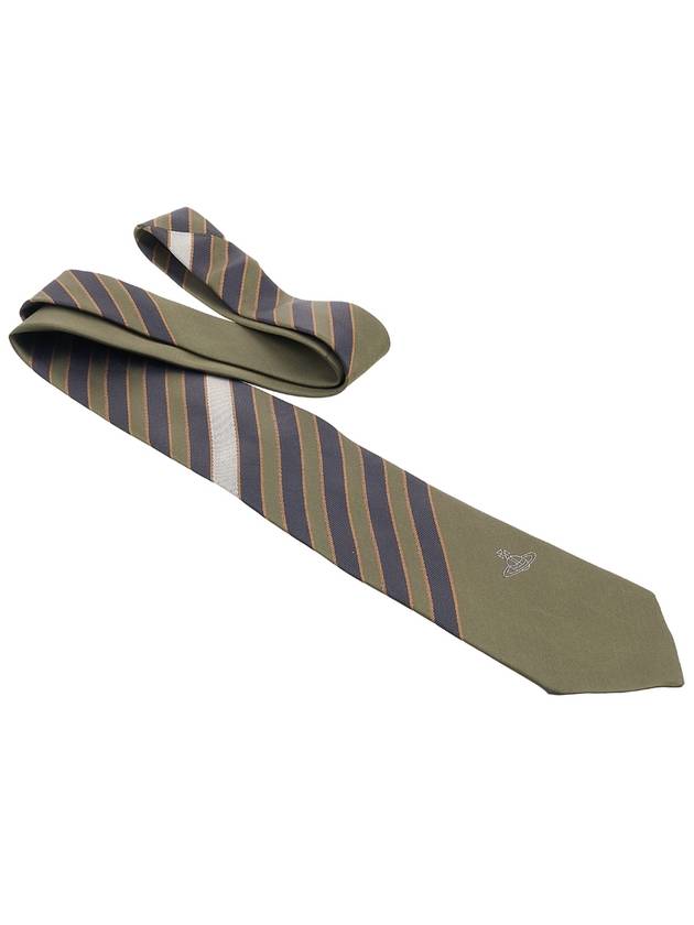 Striped Jacquard Silk Tie Olive - VIVIENNE WESTWOOD - BALAAN 4