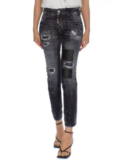 Washing Painting Cool Girl Crop Jeans Black S75LB0718 - DSQUARED2 - BALAAN 2