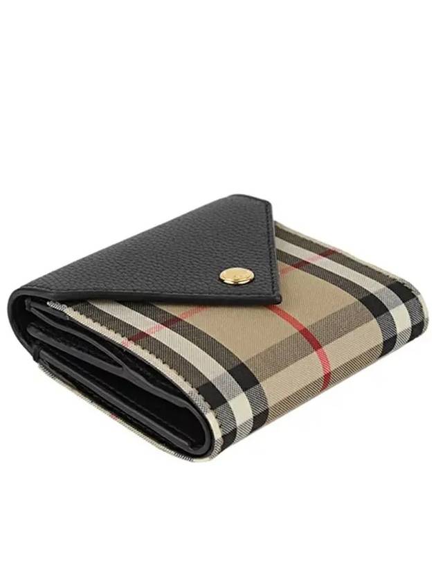 Vintage Check Grainy Leather Bicycle Wallet Black - BURBERRY - BALAAN.