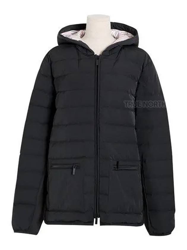 Poly Twill Rib 4-Bar Down Hoodie Jacket Charcoal - THOM BROWNE - BALAAN 2