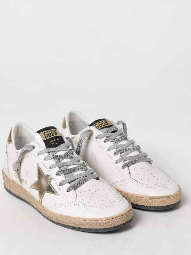 Women's Ballstar Leather Upper Laminate Star Heel Tab Low Top Sneakers Milk Gold - GOLDEN GOOSE - BALAAN 3