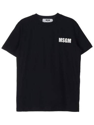 Back Logo Print Cotton Short Sleeve T-Shirt Black - MSGM - BALAAN 1