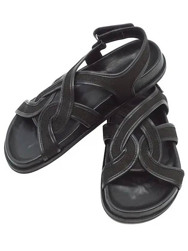 Chunky Leather Canvas Sandals Black - TOTEME - BALAAN 3