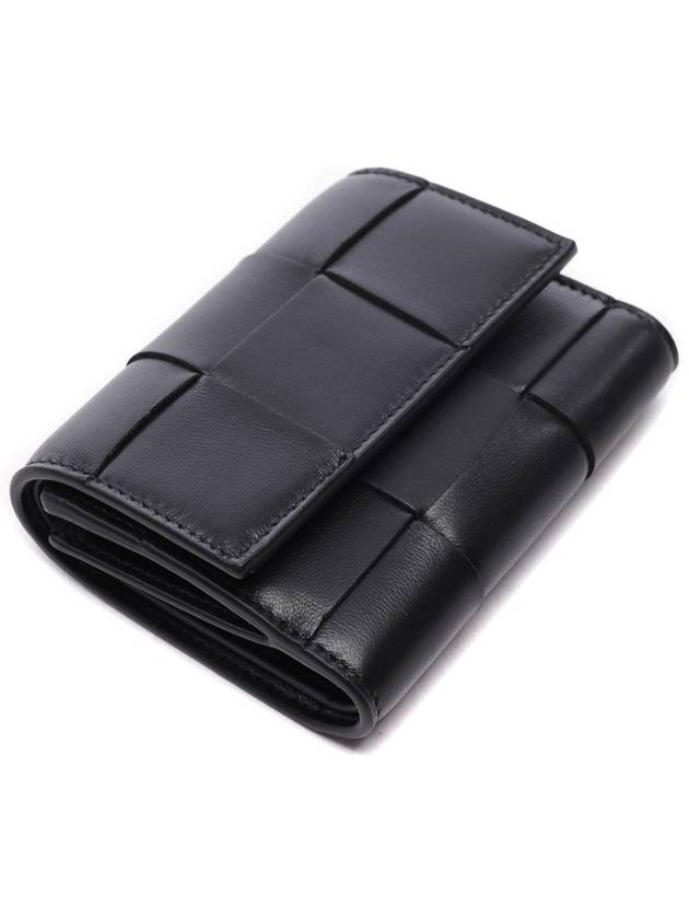 Intrecciato Tri-Fold Zip Half Wallet Black - BOTTEGA VENETA - BALAAN 6