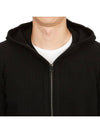 Logo Patch Hooded Lamb Wool Cardigan Black - STONE ISLAND - BALAAN 9