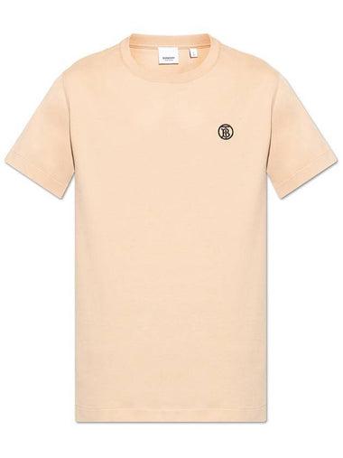 TB Monogram Embroidered Short Sleeve T-Shirt Beige - BURBERRY - BALAAN 1