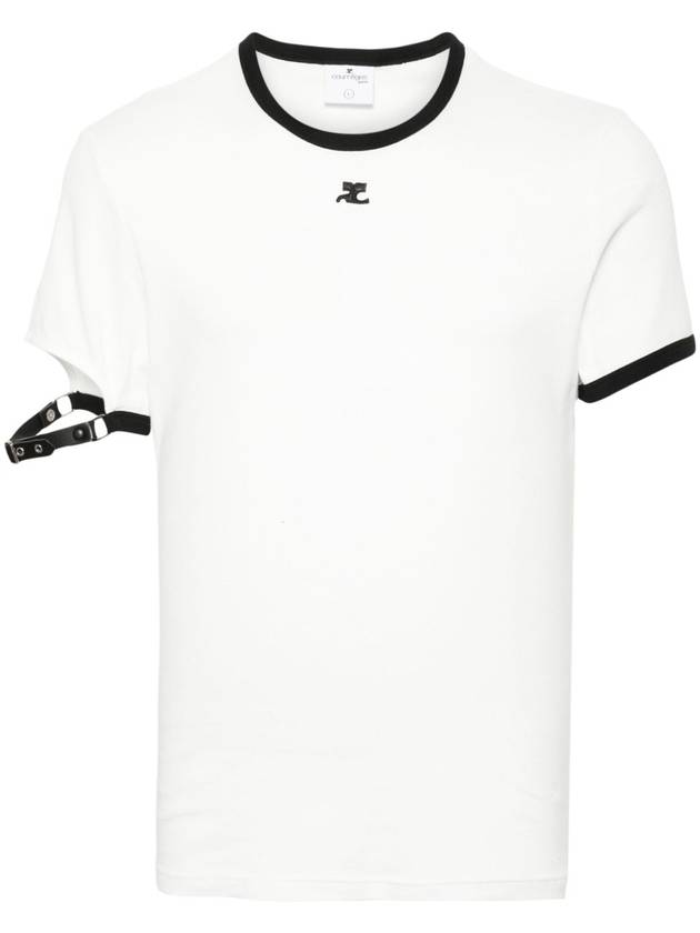 Buckle Contrast Short Sleeve T-Shirt White - COURREGES - BALAAN 1