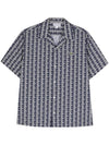 Men's Signature Monogram Short Sleeve Shirt Blue Marine - LACOSTE - BALAAN 1