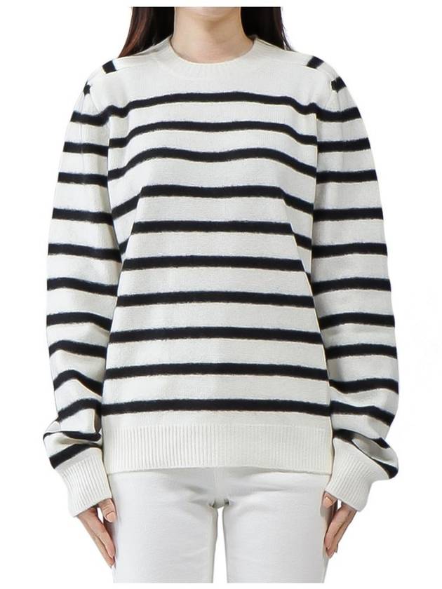 Women's Striped Knit Top White Black - SAINT LAURENT - BALAAN 2