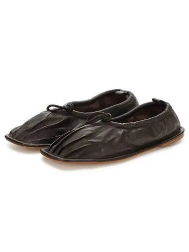 Punterra Shiny Flat Shoes Dark Brown - HEREU - BALAAN 1