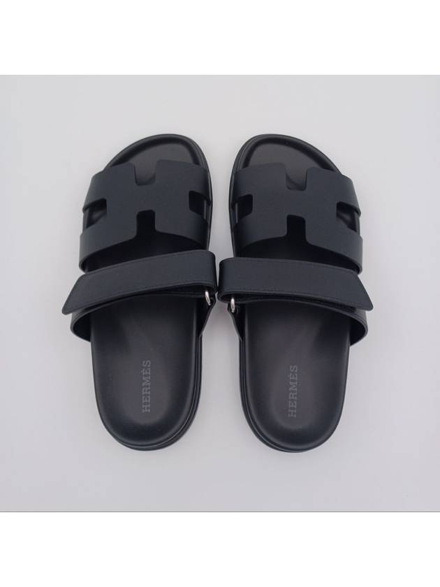 Chypre Leather Sandals Black - HERMES - BALAAN 9