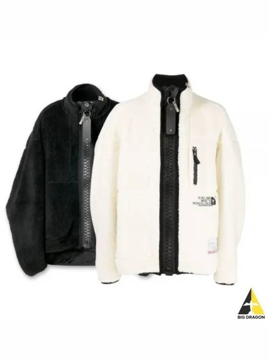 Maison Mihara Yasuhiro Black Logo Fleece Jacket White A09BL631 - MAISON MIHARA YASUHIRO - BALAAN 1