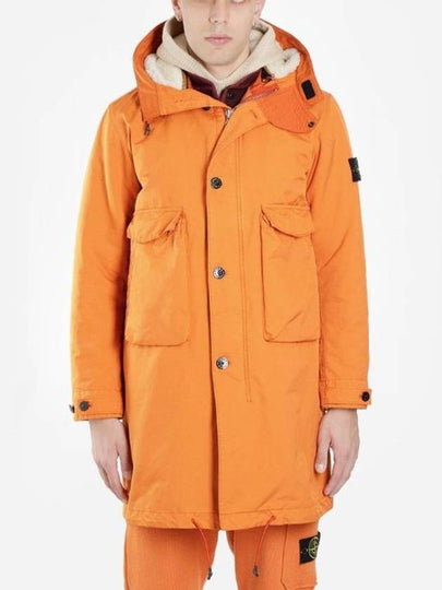 Wappen Layered Long Hooded Jacket Orange - STONE ISLAND - BALAAN 2