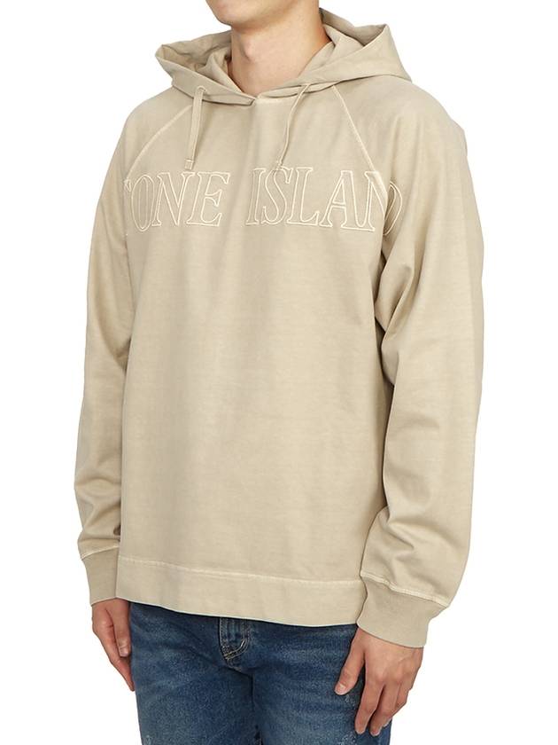 Men's Garment Dyed OLD Treatment Cotton Hoodie Dove Grey - STONE ISLAND - BALAAN 3