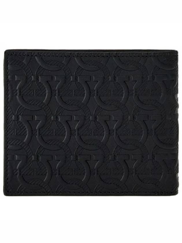 Gancini Embossed Logo Half Wallet Black - SALVATORE FERRAGAMO - BALAAN 3