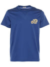 double logo patch short sleeve t-shirt blue - MONCLER - BALAAN.