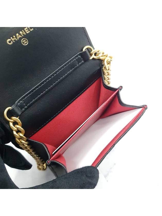 Black CC logo flap chain card wallet black gold plated - CHANEL - BALAAN 6