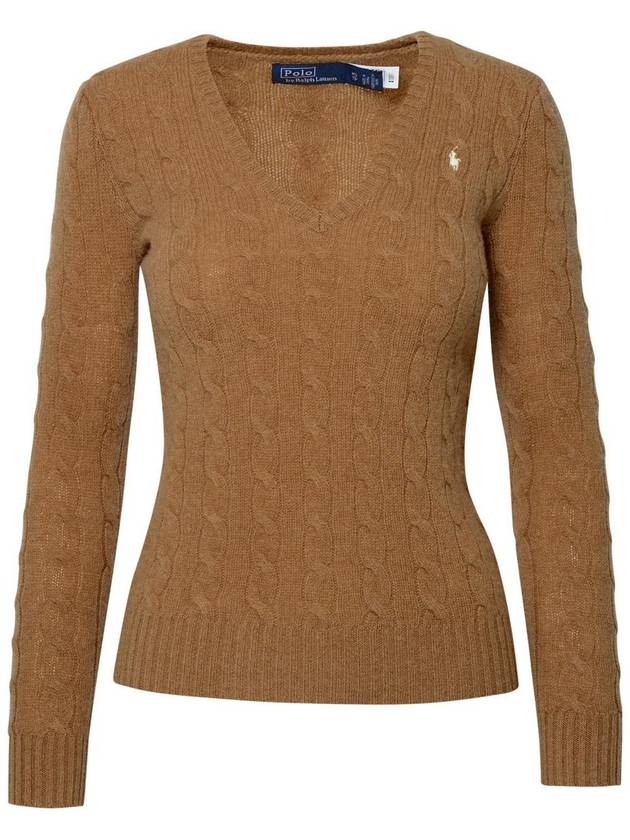 Kimberly Embroidered Logo Pony Cable Knit Top Beige - POLO RALPH LAUREN - BALAAN 2