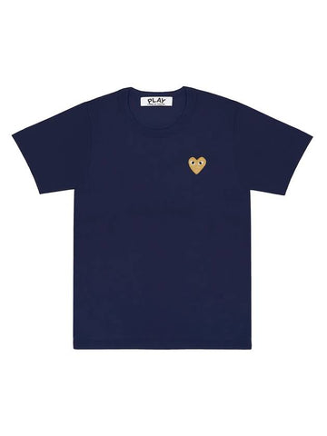 Gold Heart Wappen Short Sleeve T-Shirt Navy - COMME DES GARCONS PLAY - BALAAN 1