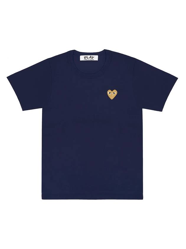 Men's Gold Heart Wappen Short Sleeve T-Shirt P1 T216 2 Navy - COMME DES GARCONS PLAY - BALAAN 1