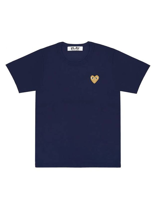 Play Women's Small Gold Wappen Short Sleeve T-Shirt P1 T215 2 Navy - COMME DES GARCONS - BALAAN 1