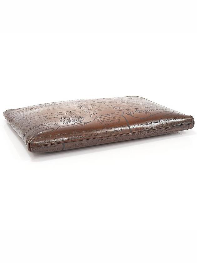 Brown Venezia Scritto Leather Nino GM Clutch - BERLUTI - BALAAN 4