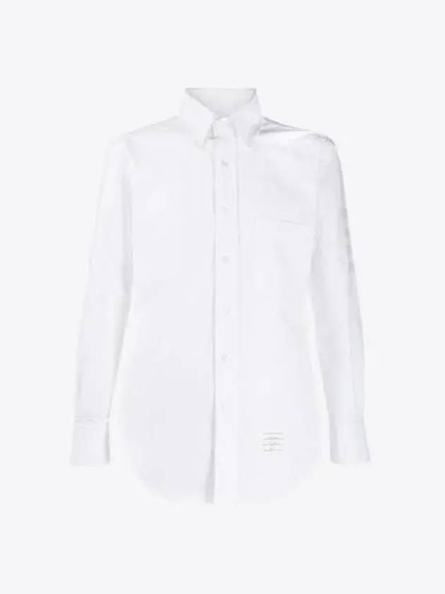 Men's Oxford Satin Diagonal Armband Long Sleeve Shirt White - THOM BROWNE - BALAAN.
