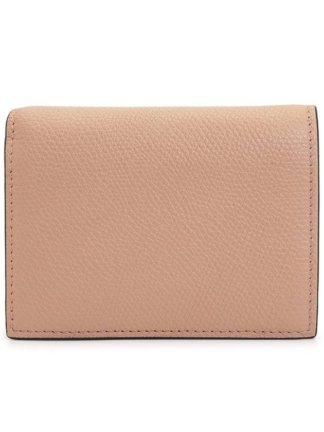 Women's V Logo Signature Compact Half Wallet Dark Beige - VALENTINO - BALAAN 3