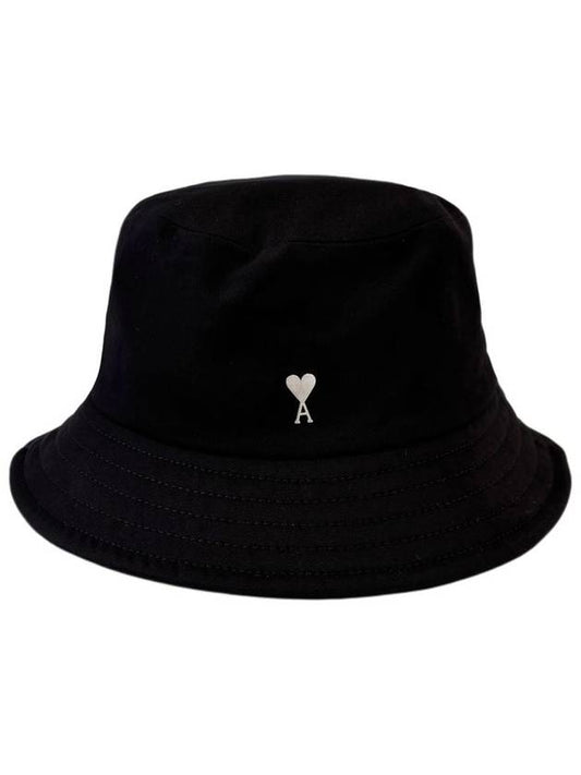 Heart Logo Cotton Bucket Hat Black - AMI - BALAAN 2