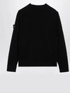 Compass Badge Crewneck Virgin Wool Knit Top Black - STONE ISLAND - BALAAN 3