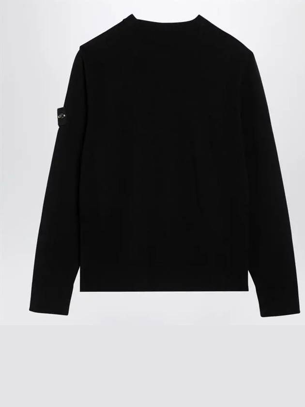 Compass Badge Crewneck Virgin Wool Knit Top Black - STONE ISLAND - BALAAN 3