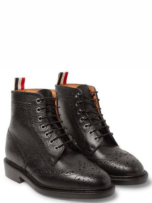 Pebble Leather Wingtip Brogue Ankle Boots Black - THOM BROWNE - BALAAN 2