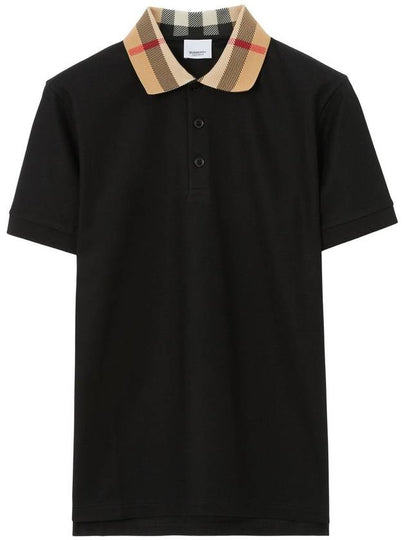 Check Collar Cotton Polo Shirt Black - BURBERRY - BALAAN 2