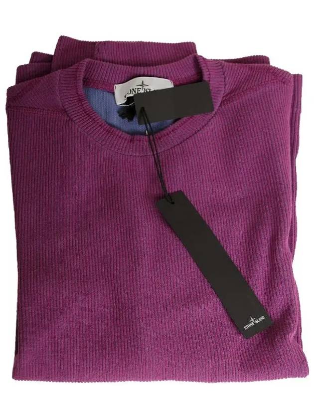 Men's Wappen Patch Crewneck Knit Sweatshirt Magenta - STONE ISLAND - BALAAN 2