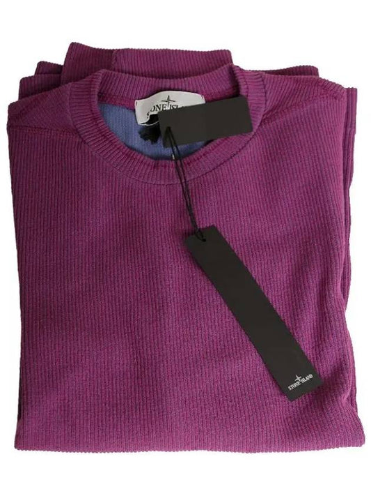 Men's Wappen Patch Crewneck Knit Sweatshirt Magenta - STONE ISLAND - BALAAN 2