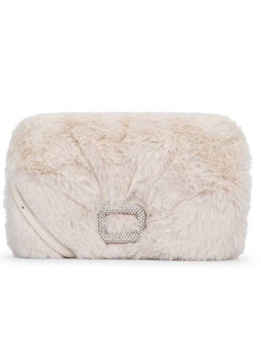 Viv' Choc Faux Fur Phone Holder Shoulder Bag Off White - ROGER VIVIER - BALAAN 1