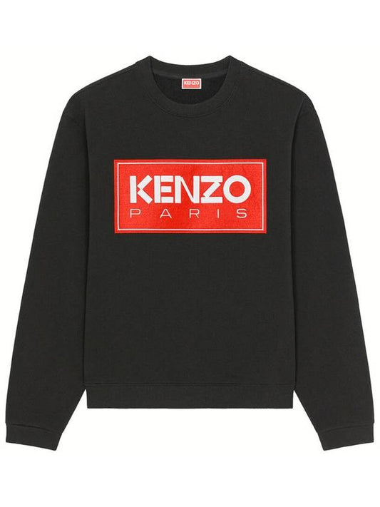 logo patch print sweatshirt black - KENZO - BALAAN.