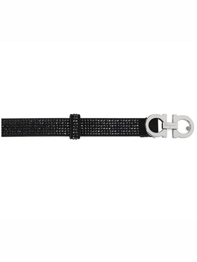 Gancini Crystal Belt Black - SALVATORE FERRAGAMO - BALAAN 4