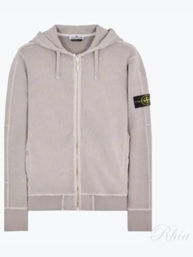 Logo Patch Cotton Zip Up Hoodie Lavender Gray - STONE ISLAND - BALAAN 2