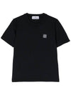 Logo Patch Short Sleeve T-Shirt Black - STONE ISLAND - BALAAN 3