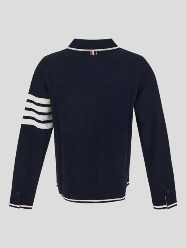 Women's Tipping Jersey Viscose Polo Shirt Navy - THOM BROWNE - BALAAN 3