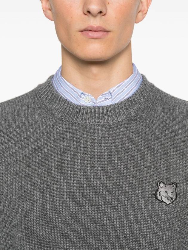 Bold Fox Head Patch Comfort Ribbed Knit Top Grey Melange - MAISON KITSUNE - BALAAN 3